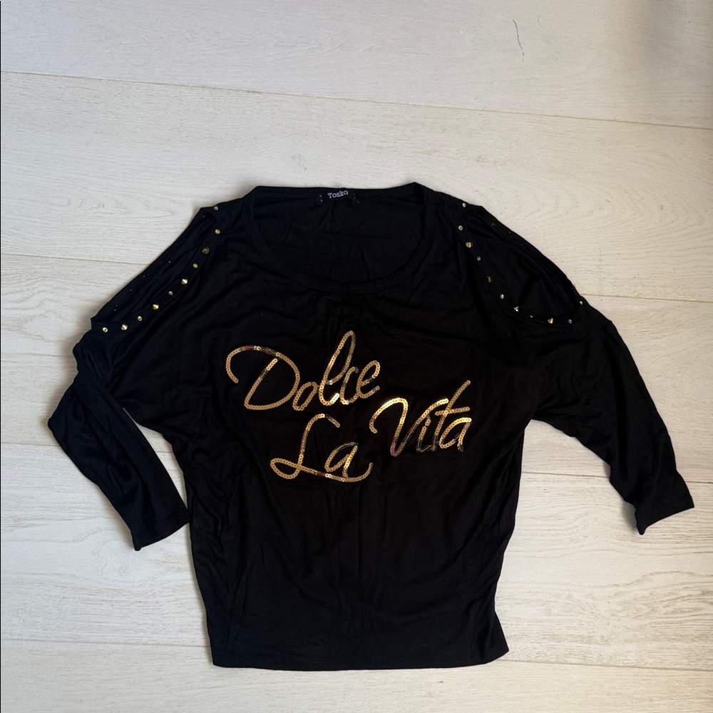 Toska Black Sweatshirt with Gold Accents